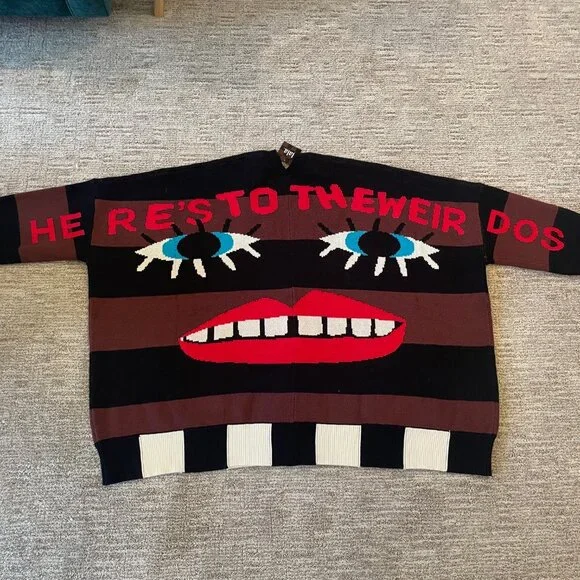 Dressed in LALA Here's To The Weirdos Oversized Cardigan NWT - Picture 1 of 5